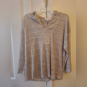 Something Navy Beige Ribbed Women's Top